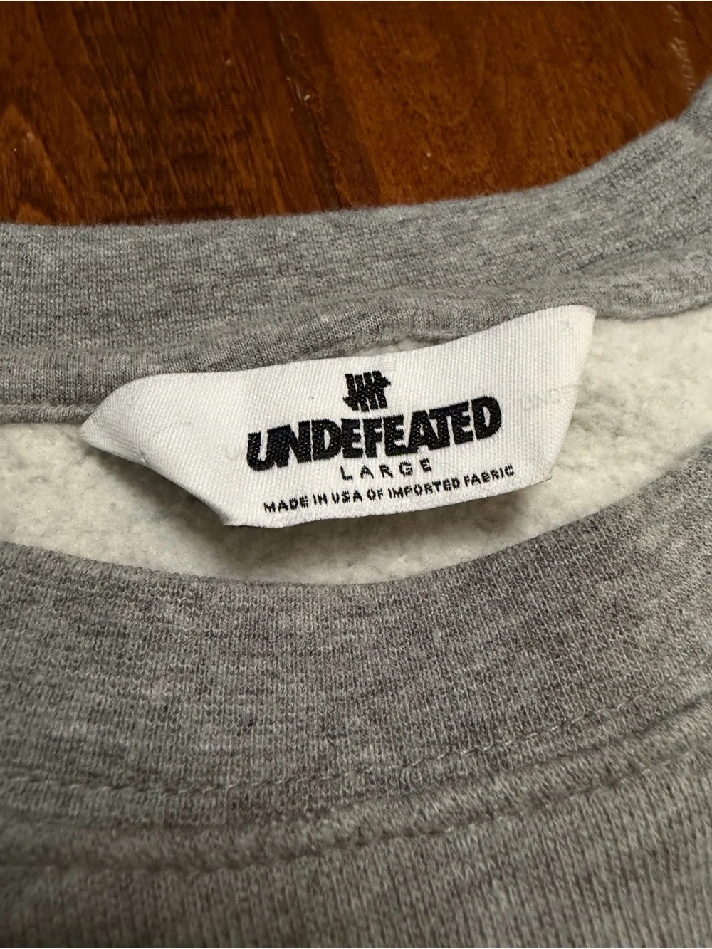 Undefeated Gray Crewneck with Teal, Black & Yellow Logo sz. L